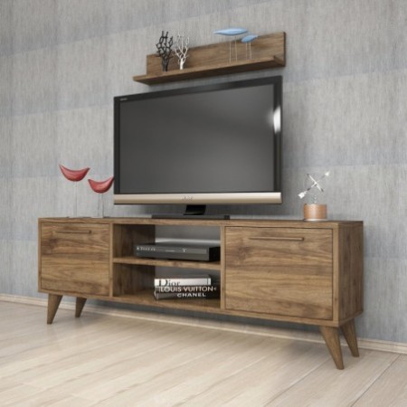 Mueble TV con estante Senfoni 1116 nogal