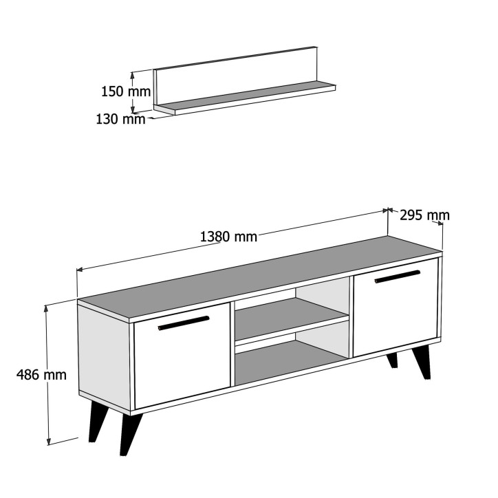 Mueble TV con estante Senfoni 1116 nogal