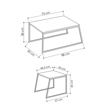 Set mesas de café Sehpa blanco negro - 855DTE2915