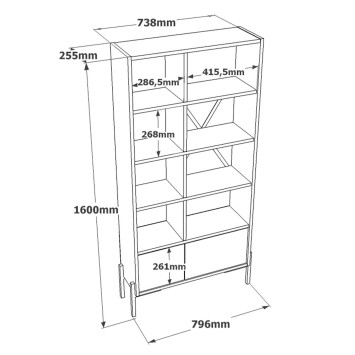 Librería BO1 antracita marrón - 956LCS1407