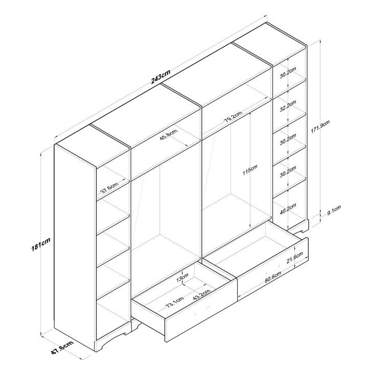 Armario F4-524 nogal blanco