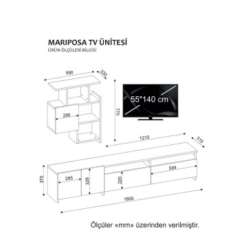 Mueble TV con estante Mariposa blanco nogal - 731WAT3022