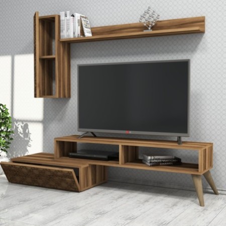 Mueble TV con estante Planet nogal