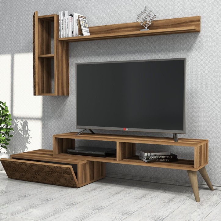 Mueble TV con estante Planet nogal