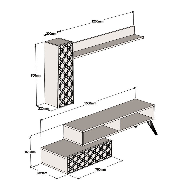 Mueble TV con estante Planet nogal