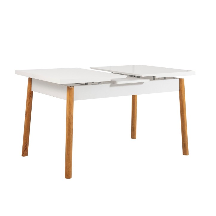 Mesa de comedor extensible Santiago Masa pino atlántico blanco