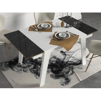 Mesa comedor Ravenna dorado blanco negro - 804TRH4205