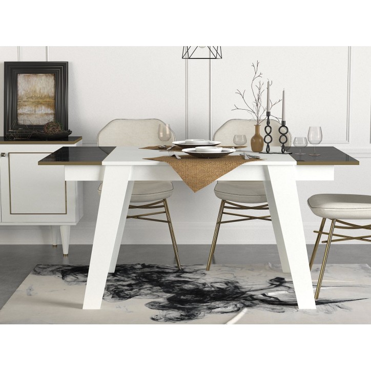 Mesa comedor Ravenna dorado blanco negro