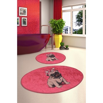 Alfombra de baño Set (2 piezas) Pink Pug multicolor