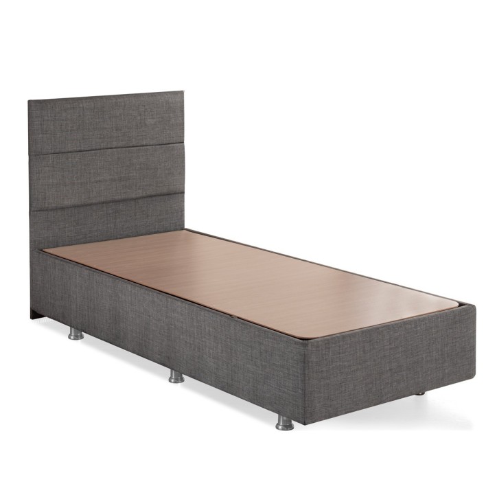 Cama individual colchón base y cabecero Silver-(90 x 190) gris