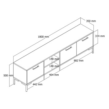 Mueble TV Aurora1596 roble - 389MZA1162