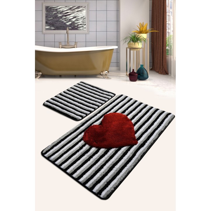 Alfombra de baño Set (2 piezas) Heart Line multicolor