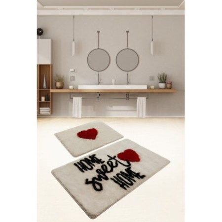 Alfombra de baño Set (2 piezas) Home Sweet Home  blanco