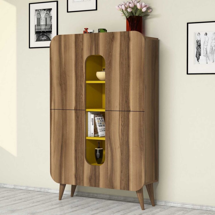 Mueble auxiliar Mine amarillo nogal