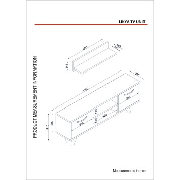 Mueble TV con estante Likya nogal blanco - 756FRN3056