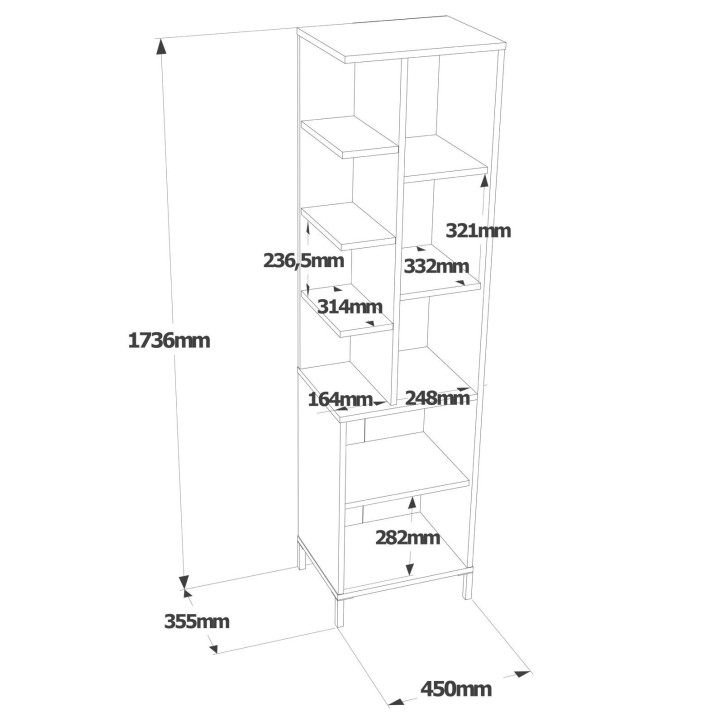 Mueble auxiliar VI1-WK blanco nogal