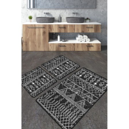 Alfombra de baño Set (2 piezas) Straordinario Black Djt  antracita negro blanco