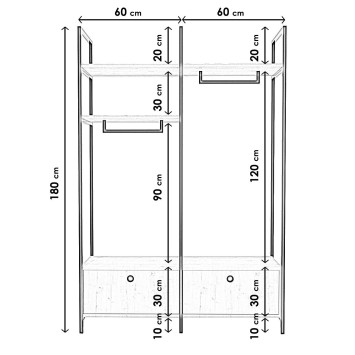 Armario Perm-L638 roble negro - 285LCV1214