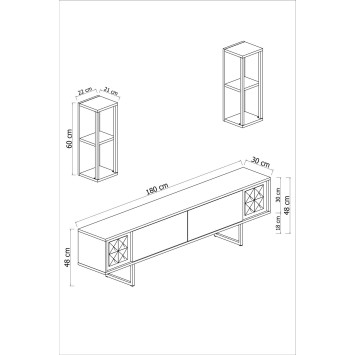 Mueble TV con estante Line blanco negro - 618BLY1146