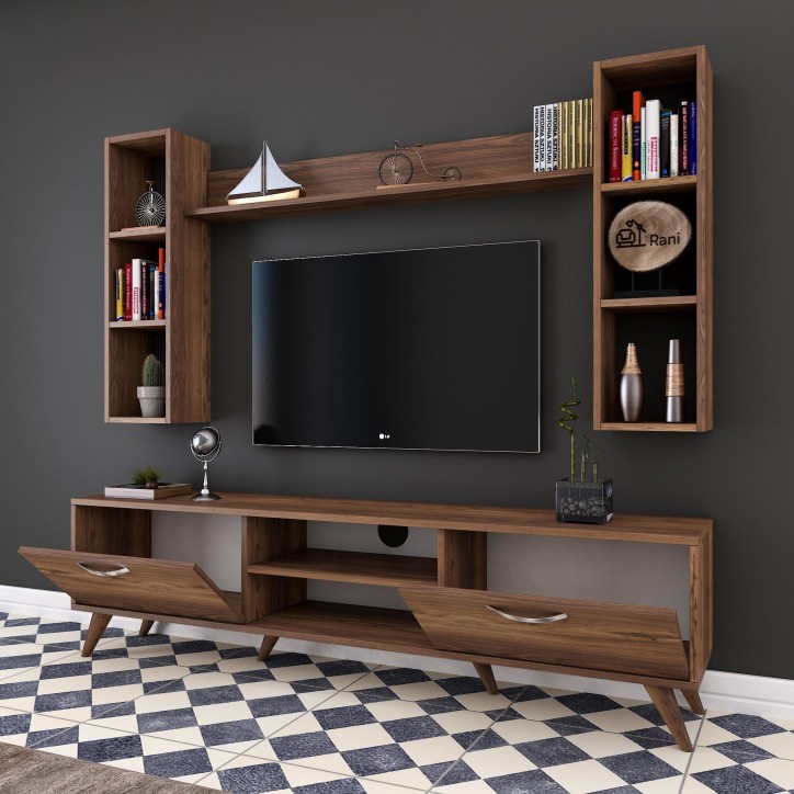 Mueble TV con estante M5-240 nogal