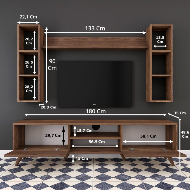 Mueble TV con estante M5-240 nogal