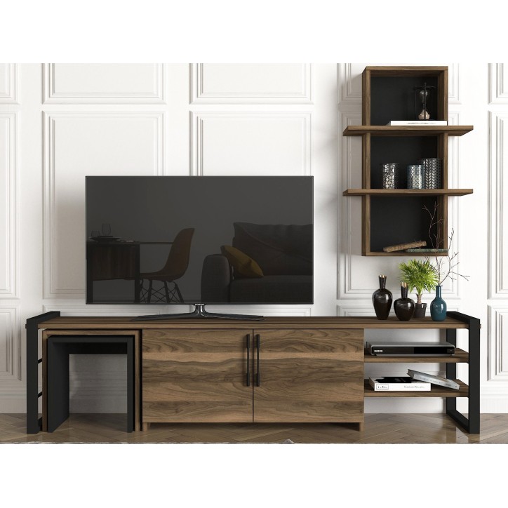 Mueble TV con estante Epica negro nogal