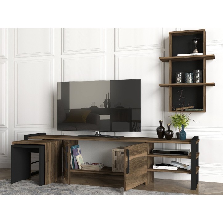 Mueble TV con estante Epica negro nogal