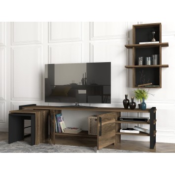 Mueble TV con estante Epica negro nogal - 804TRH3052