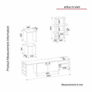 Mueble TV con estante Epica negro nogal - 804TRH3052