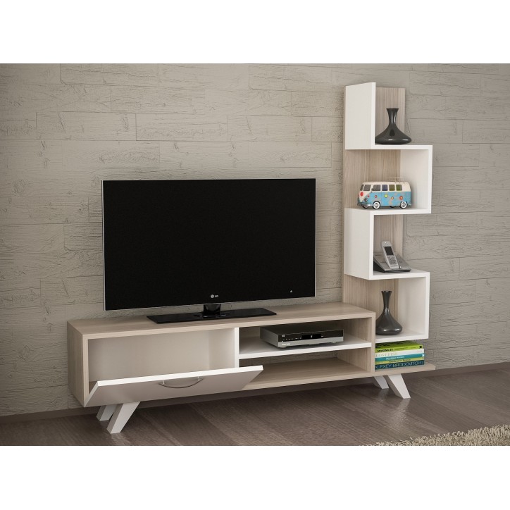 Mueble TV con estante Ceren córdoba blanco