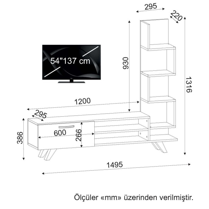 Mueble TV con estante Ceren córdoba blanco