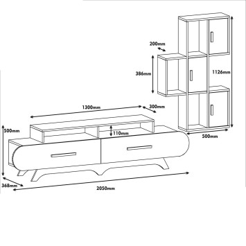 Mueble TV con estante Flora S blanco nogal - 845HCT3034