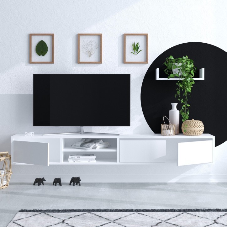 Mueble TV con estante Alcor blanco