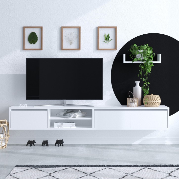 Mueble TV con estante Alcor blanco