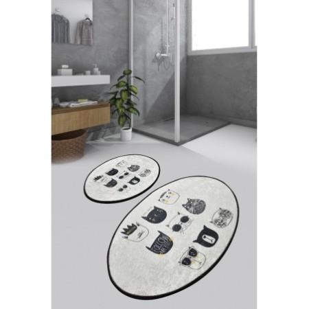 Alfombra de baño Set (2 piezas) Cutie blanco negro