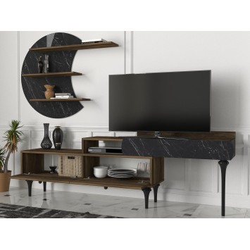 Mueble TV con estante Padre negro nogal - 804TRH3058