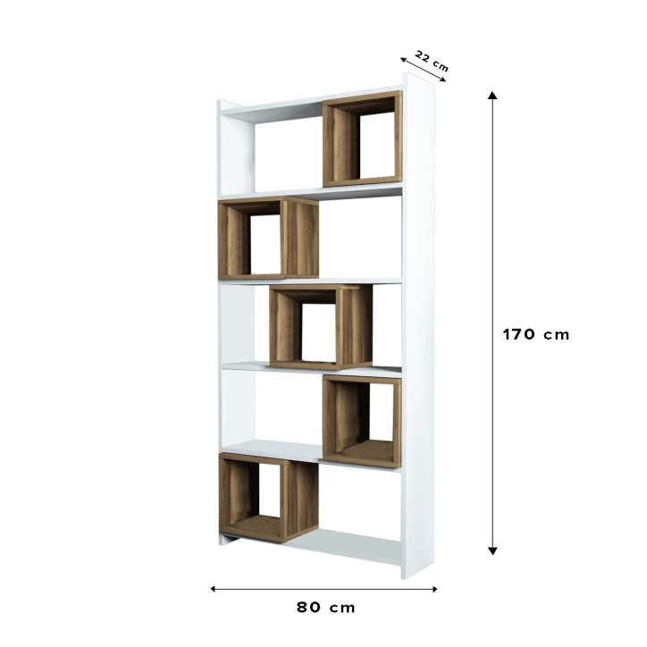 Librería Box nogal blanco