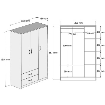 Armario Grande 3508 roble gris - 389MZA1605