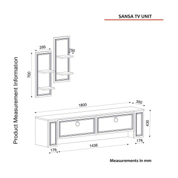 Mueble TV con estante Sansa lydia blanco - 804TRH3067