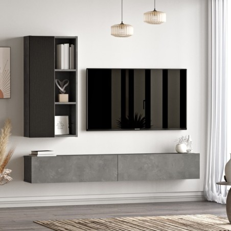 Mueble TV con estante LV10 RL negro plata