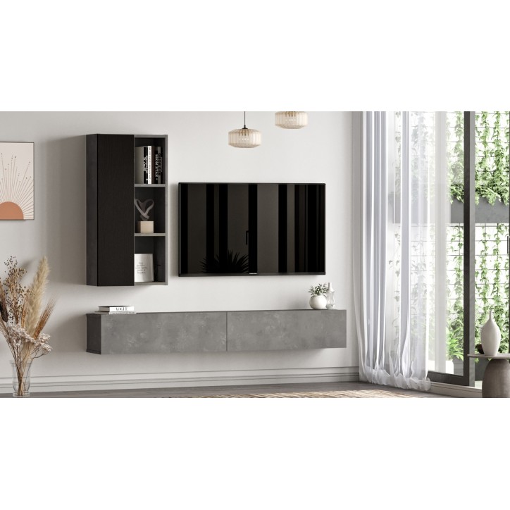 Mueble TV con estante LV10 RL negro plata