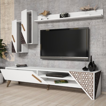 Mueble TV con estante Beril blanco