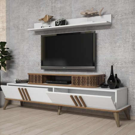 Mueble TV con estante Eylül blanco