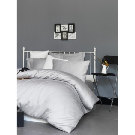 Juego ropa de cama de satén King De Light Grey gris claro