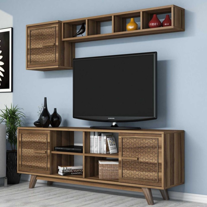 Mueble TV con estante Ayla nogal