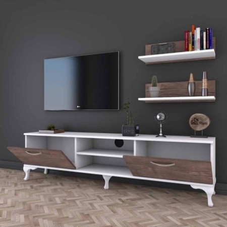 Mueble TV con estante A4-55 nogal blanco