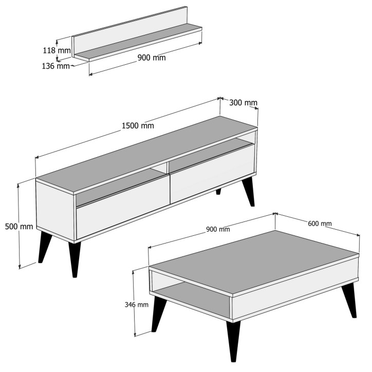 Conjunto de muebles de salón Best roble