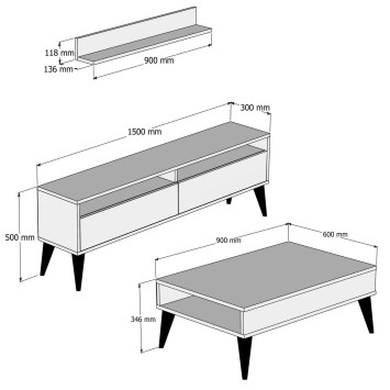 Conjunto de muebles de salón Best roble - 845HCT5261