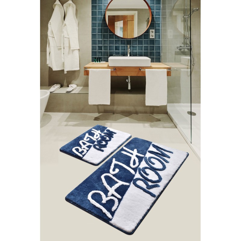 Alfombra de baño Set (2 piezas) Bathroom  azul blanco