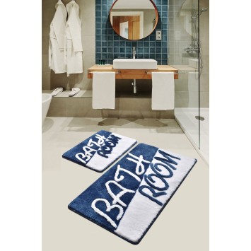 Alfombra de baño Set (2 piezas) Bathroom  azul blanco